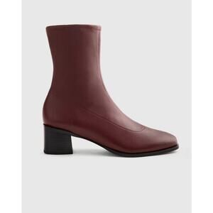 Italian Leather Stretch Sock Bootie Merlot Size 8 NWT